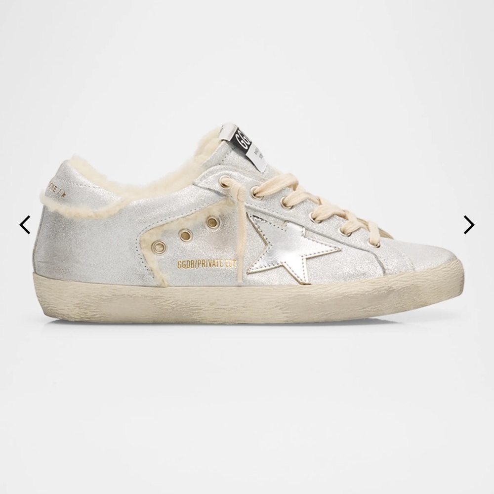 Golden Goose Women's Metallic Silver and Cream Sneakers